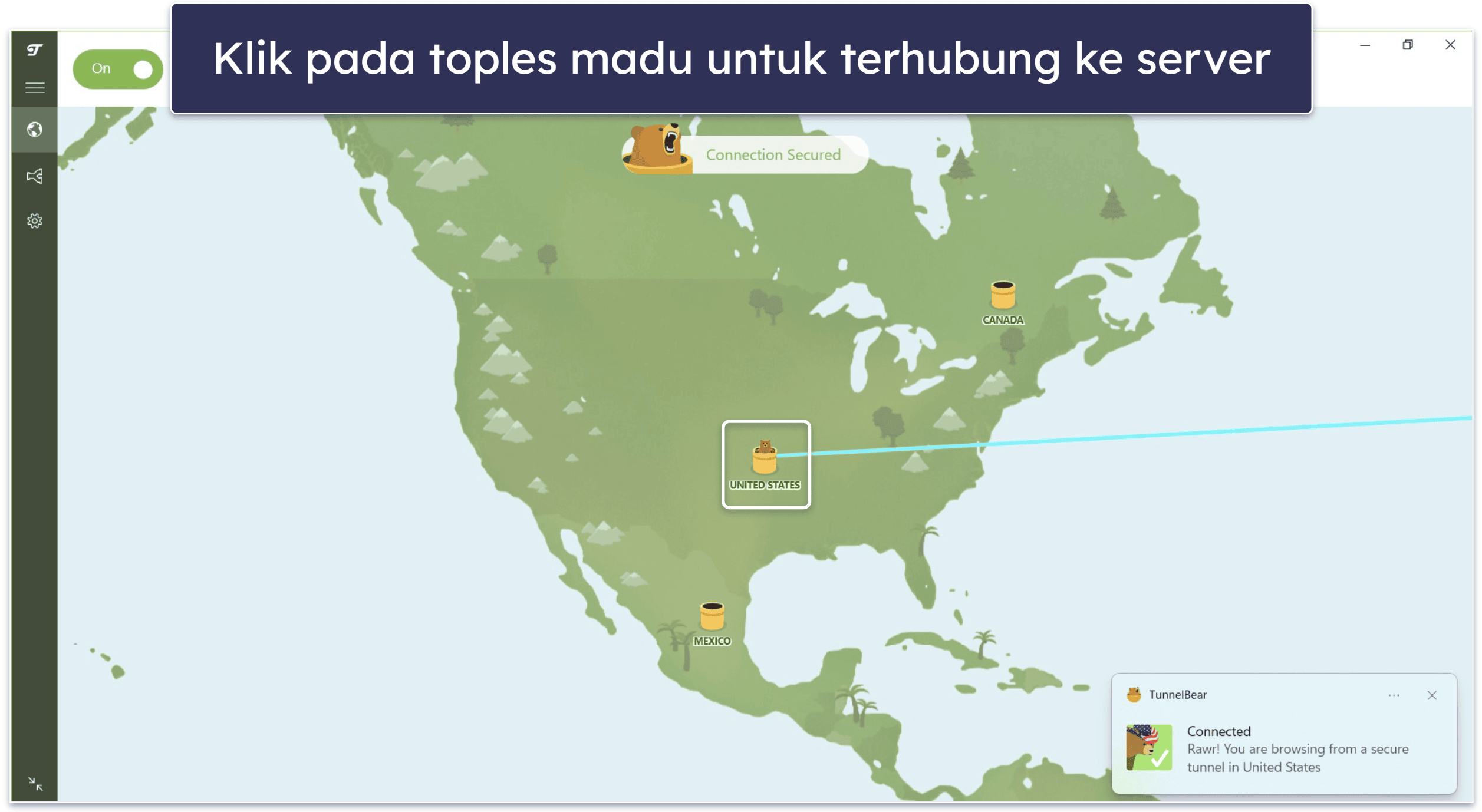 10. TunnelBear:Mudah Digunakan dan Menghibur