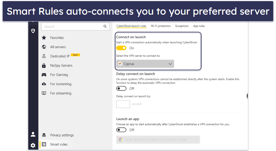 🥉 3. CyberGhost VPN — Excellent Privacy & Customization