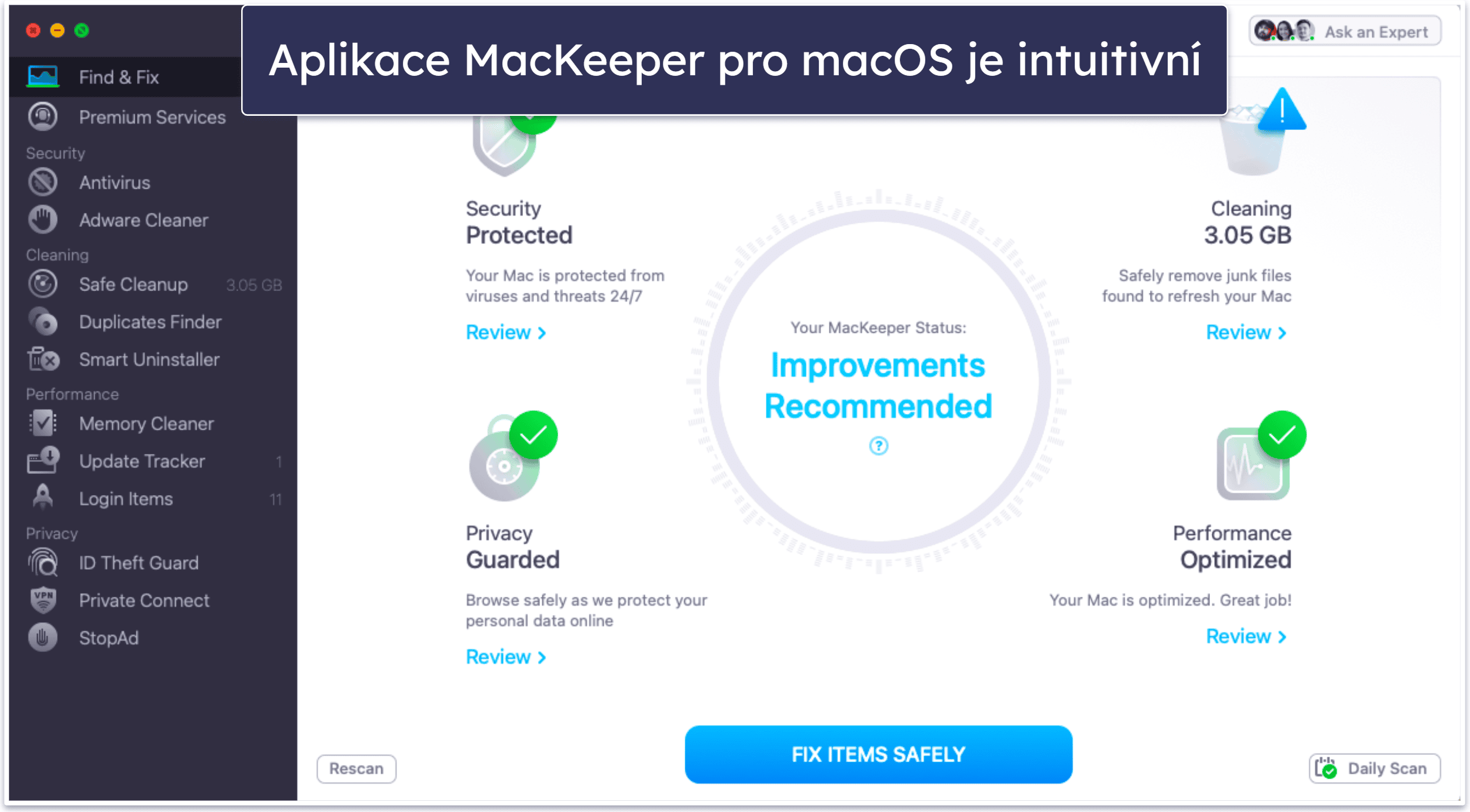 Bonus. MacKeeper: Intuitivní antivirus s bohatou výbavou pro Mac