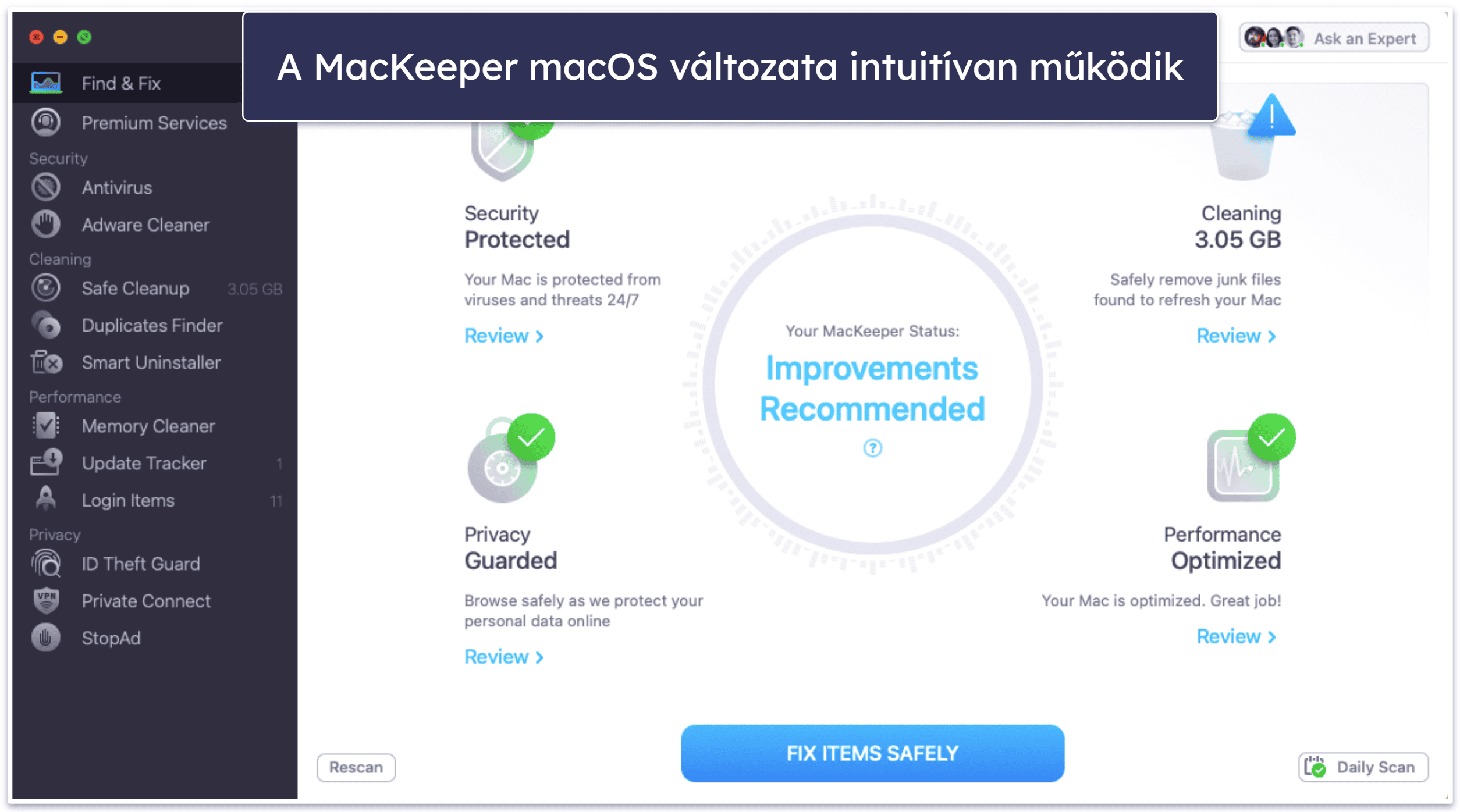 Bónusz. MacKeeper: Intuitív és funkciókban gazdag vírusirtó Mac-re