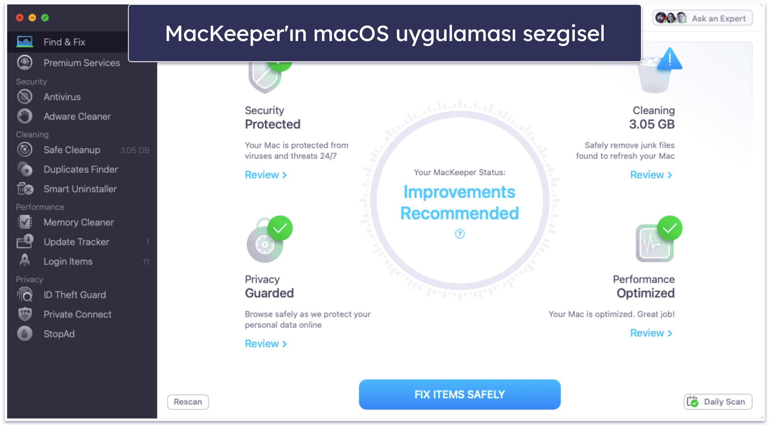 Bonus. MacKeeper: Mac İçin Sezgisel ve Zengin Özelliklere Sahip Bir Antivirüs