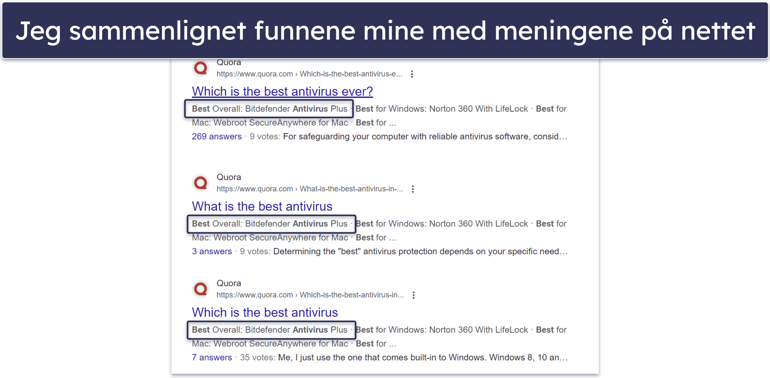 Testmetode: Sammenligning og rangeringskriterier