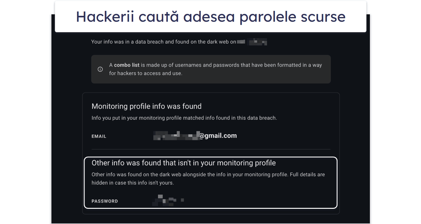 Scanarea dark web a identificat scurgeri?