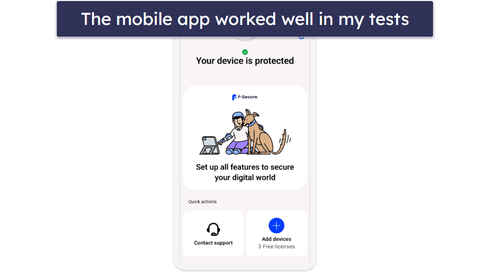 F-Secure Mobile App — Decent Mobile App (Similar Performance to PC Version)