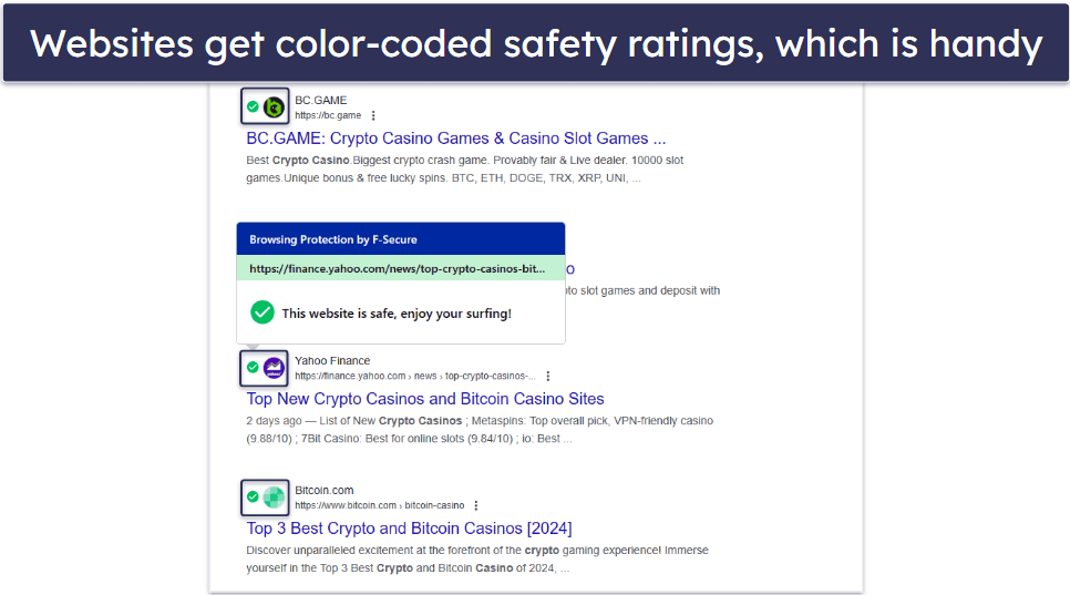 F-Secure Security Features — Good Range of Security Features + Great Web Protections
