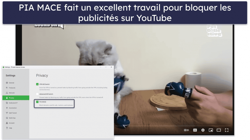 🥈2. Private Internet Access: Excellent Bloqueur de Publicités