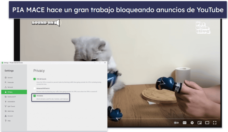 🥈2. Private Internet Access: Excelente bloqueador de anuncios
