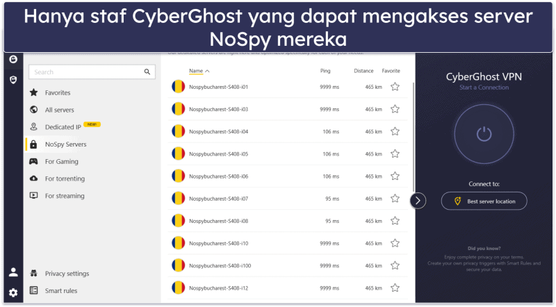 🥉 3. CyberGhost VPN: Aplikasi yang Dapat Dikustomisasi dan Server Berfokus pada Privasi untuk Nonton Film Porno