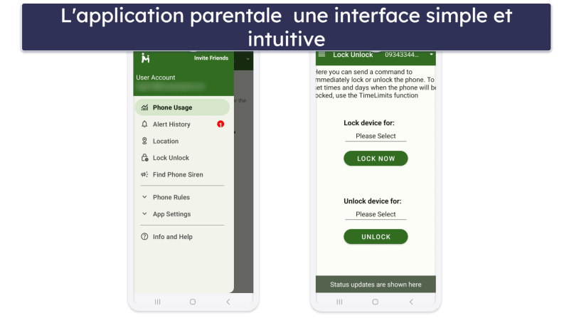 Test de MMGuardian : facilité d’utilisation — Intuitif et facile à naviguer