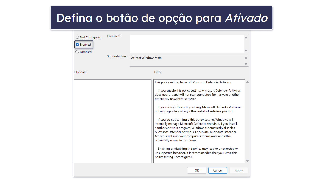 Como parar o Microsoft Defender Antivirus permanentemente
