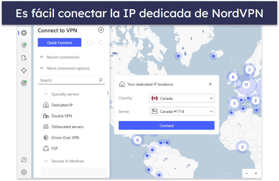 🥈2. NordVPN: ofrece VPN con IP fija en muchos países