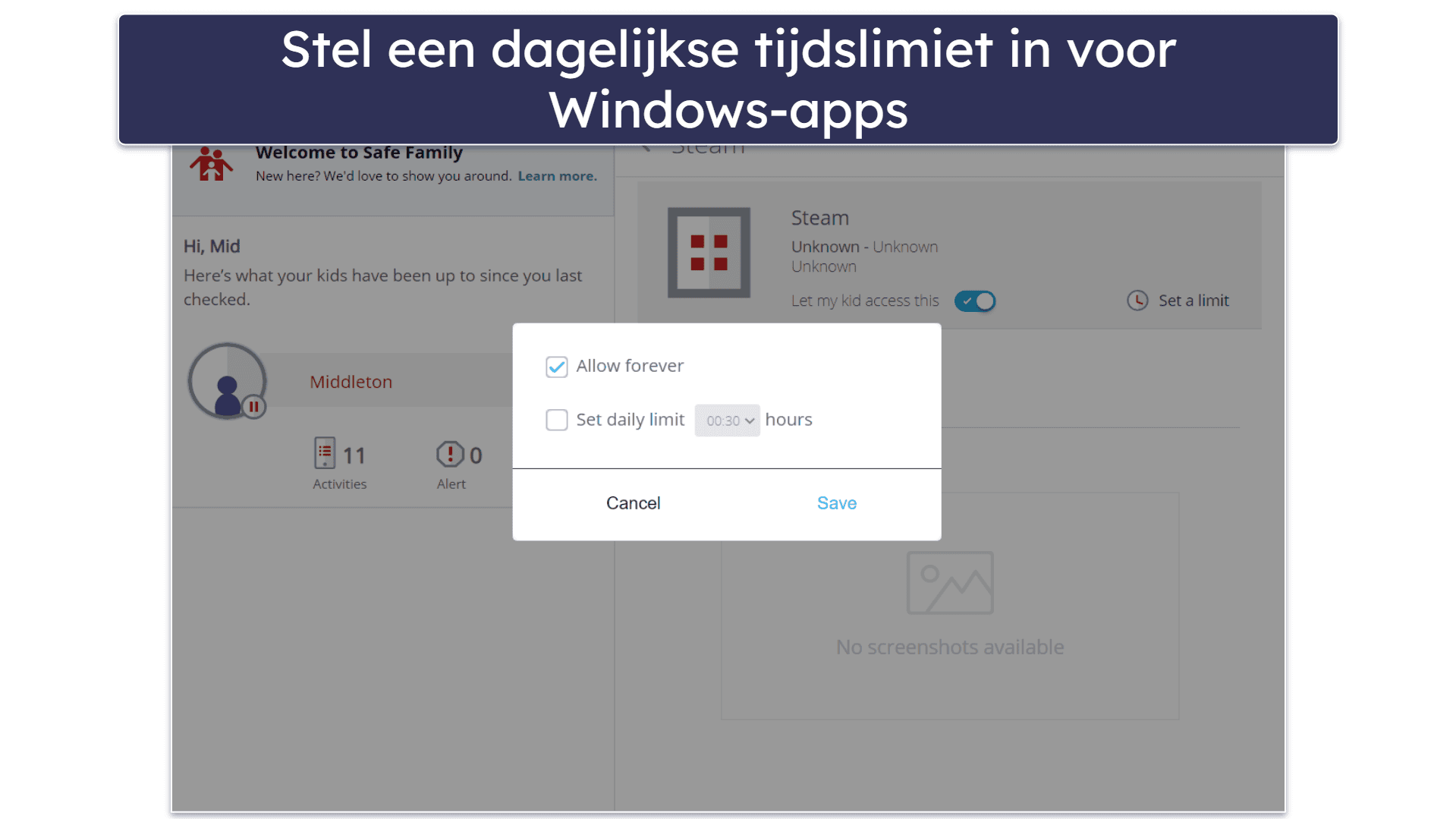 6. McAfee Safe Family — Geweldige app-filter functie voor Windows
