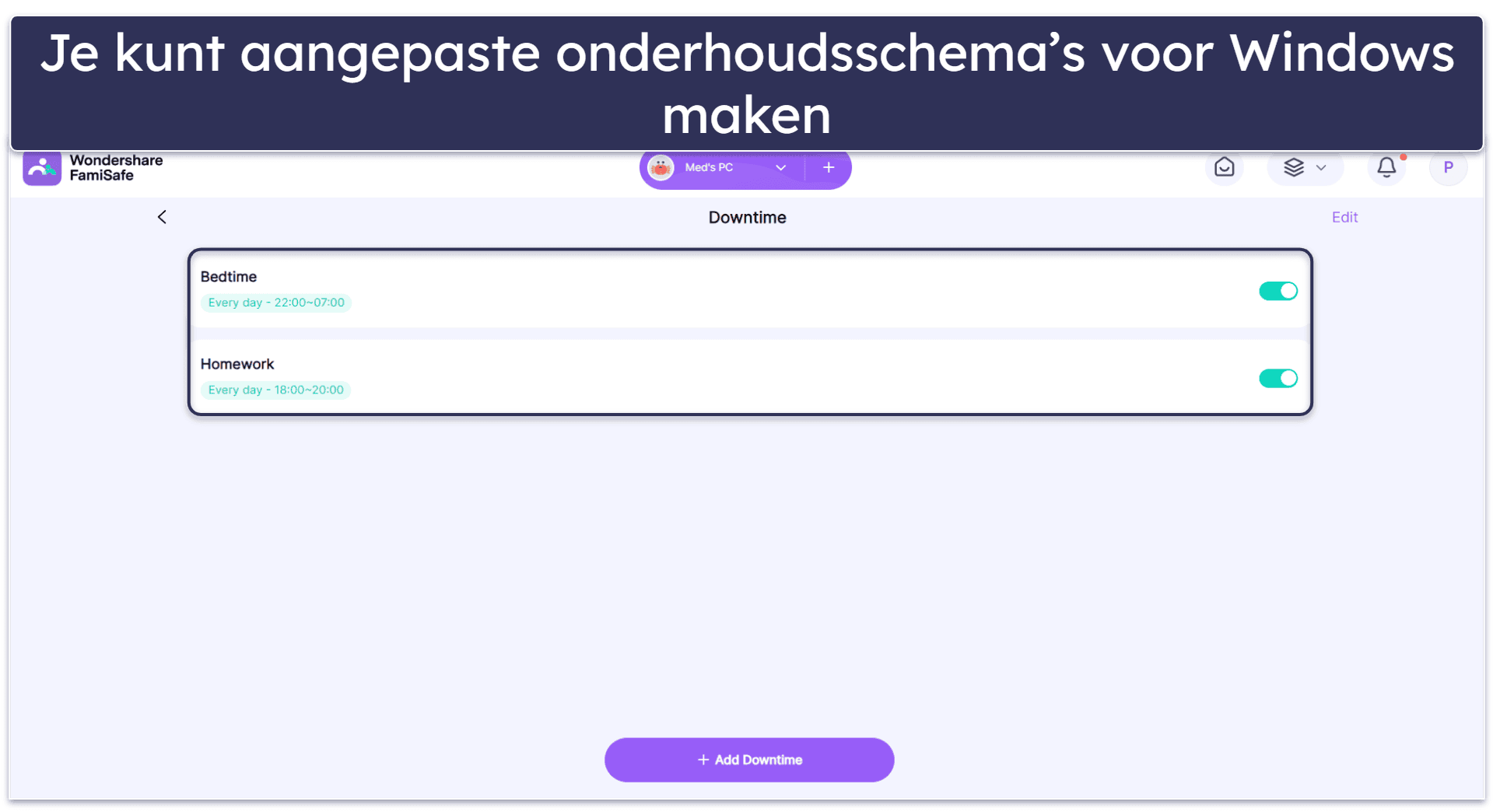 🥉 3. FamiSafe — Handig om rusttijden in te stellen op Windows