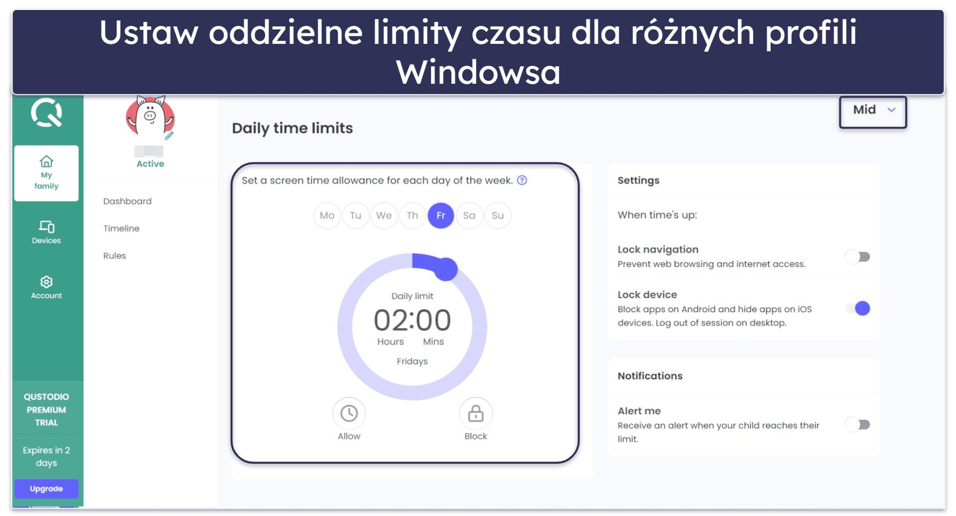 🥇 1. Qustodio – najlepszy program do kontroli rodzicielskiej dla systemu Windows w 2026 roku