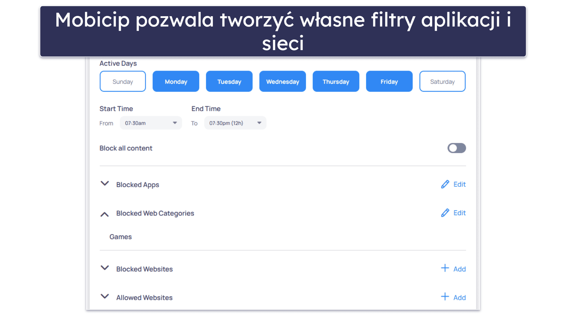 5. Mobicip – konfigurowalne filtry sieciowe dla systemu Windows