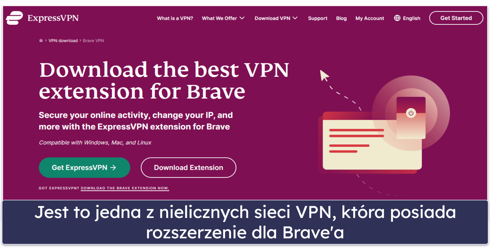 🥇1. ExpressVPN – najlepszy VPN dla przeglądarki Brave