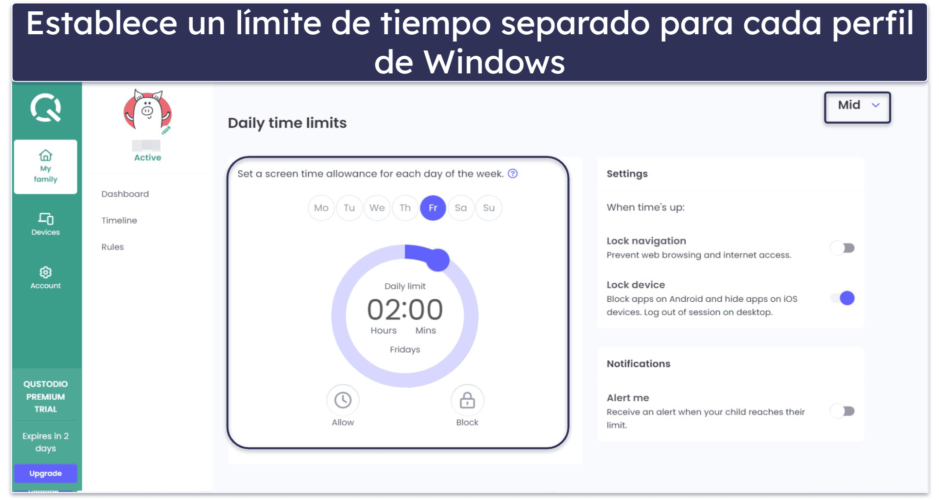 🥇 1. Qustodio: el mejor control parental Windows de 2026