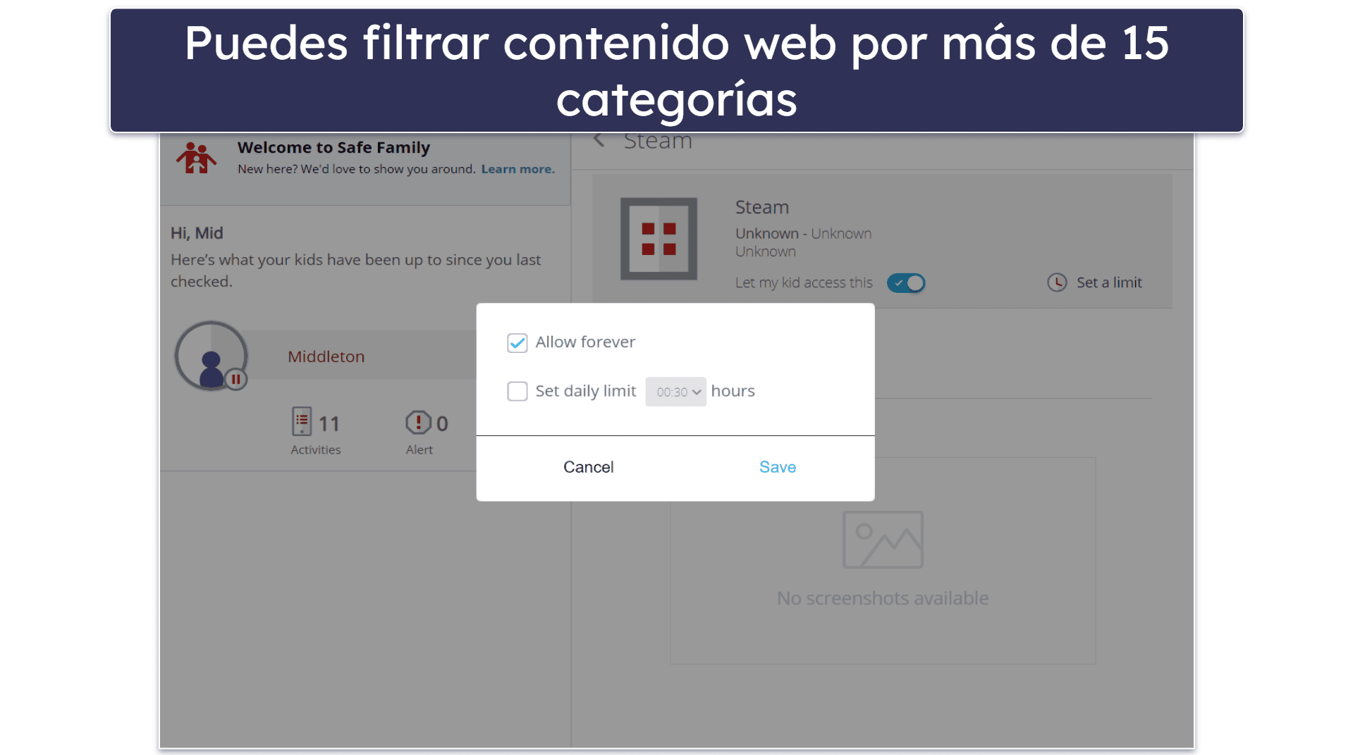 6. McAfee Safe Family: excelente filtrado de aplicaciones en Windows