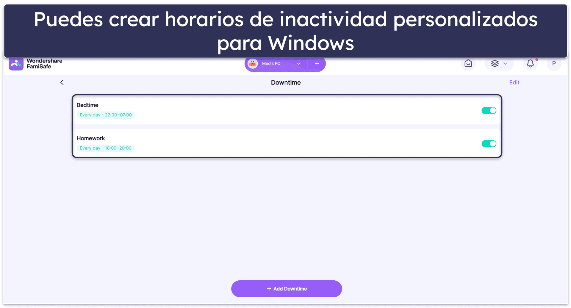 🥉 3. FamiSafe: ideal para establecer tiempos de inactividad en Windows
