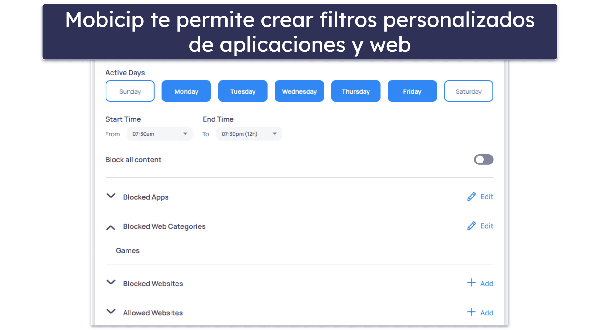 5. Mobicip: filtros web personalizables para Windows
