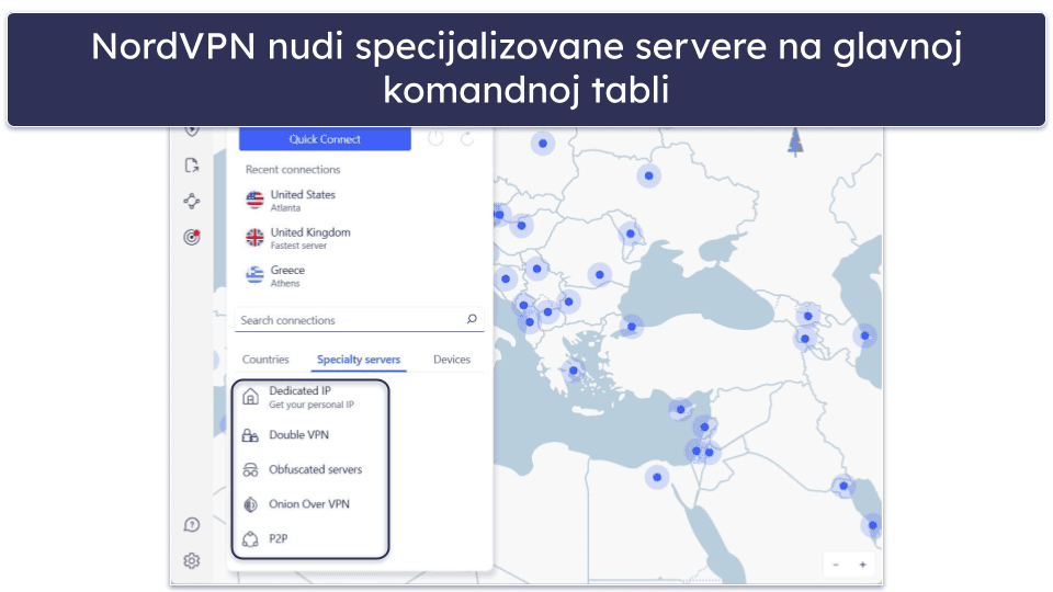 4. NordVPN: Bogat funkcijama sa velikim brzinama na svim serverima
