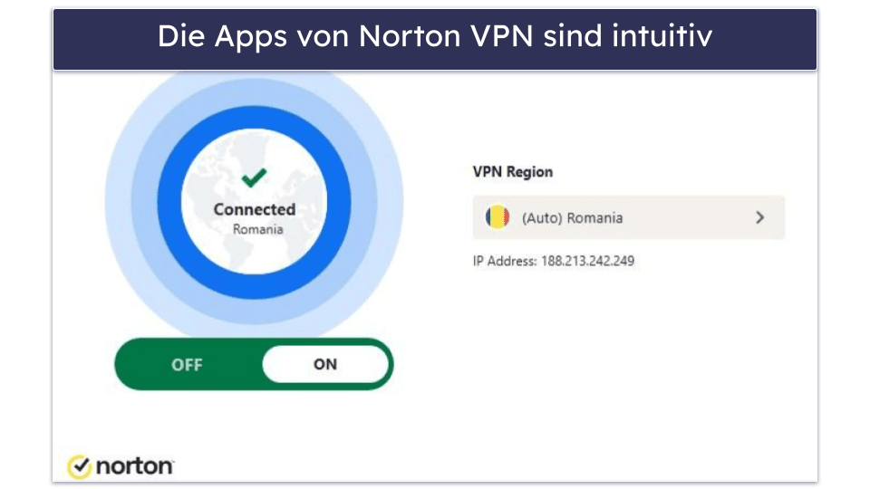 Bonus. Norton VPN  – anfängerfreundliches VPN, das sich gut für Streaming eignet